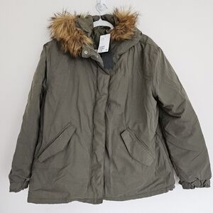 NWT H&M Green Parka Winter Jacket Coat Hooded Medium M